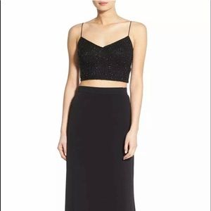 Adrianna Papell NEW Black 2Piece Sequin Gown Dress
